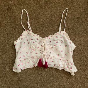 Floral Tassel Cropped Tank